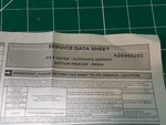 Frigidaire Refrigerator - GRFS2853AF4 Service Tech Data Sheet A20403202 Used. Price: $25.00.