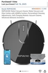 Ropvacnic Robot Vacuum Cleaner And Mop Combo With 4000PA Suction, New. Price: $75.00.