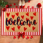 2PCS Valentine's Day Welcome Doormat Set Coir Floor Red Heart Striped Non-sl New. Price: $43.99.
