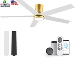 52" Smart Low Profile Ceiling Fans With Lights Remote,outdoor Indoor Flush Mount New. Price: $158.03.