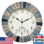Umexus 13" Outdoor Wall Clock With Thermometer - Waterproof Retro Design New. Price: $64.93.