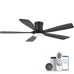 52"WOOD Smart Flush Mount Ceiling Fans With Lights Remote,control Via Wifi Al... New. Price: $144.92.
