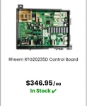 Rheem-ruud Control Board RTG20235D New Open Box. Price: $345.00.