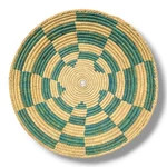 Handwoven Pakistani Coil Basket Teal Green Natural Straw Bold Pinwheel New. Price: $59.99.