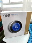 Open Box! Google Nest T3007ES Wi-fi Learning Thermostat Stainless Steel. Price: $89.00.