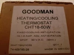 New Nib Goodman Heating Cooling Thermostat Model CHT18-60W Free Shipping. Price: $39.99.