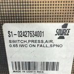 Source S1-02427634001 Spno Pressure Switch 0.65 Iwc. York, Coleman, Luxair. New. Price: $39.95.