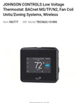 Johnson Controls Programmable Thermostat Tec 3622-13-000 New. Price: $244.00.