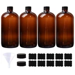 Hwashin 4 Pack 32 Oz Amber Boston Round Glass Bottles With Black Caps For Sec... New. Price: $50.58.