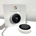 Google Nest Learning Thermostat 3RD Gen Used Good Condition (white). Price: $92.95.