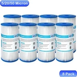 8PACK 10"X4.5" 5/20/50 Micron Washable Pleated Sediment Water Filter Whole House New. Price: $73.69.