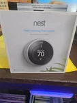 Google Nest Learning Thermostat 3RD Gen Stainless Steel T3007ES Open Box. Price: $105.00.