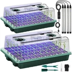 Seed Starter Tray With Grow Light, 2 Packs 80 Cells, Green. Price: $47.61.