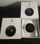 Google Nest Learning Thermostat Black Wi-fi W/ Screwdriver Open. Price: $100.00.