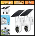 Sehmua 2-PACK Solar Wireless Outdoor Security Cameras 360 Pan/tilt Color Night New. Price: $135.99.