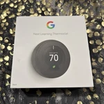 Google Nest Learning Thermostat T3016US Black Wi-fi App Control Programmable Open. Price: $150.00.