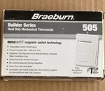 Braeburn 505 Builder Series Heat Only Mechanical Thermostat Non-programmable Open. Price: $18.00.