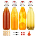 Hwashin 1 Liter Swing Top Glass Bottles, 4 Pack 33 Oz Flip Ounces, Clear New. Price: $31.70.