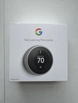 Google Nest 3RD Generation Learning Thermostat T3007ES Stainless Steel Open. Price: $95.00.
