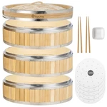 11.8-INCH Vertical Bamboo Steamer Basket, 3-TIER With Stainless Steel Rings ... New. Price: $87.09.