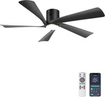 52" Black Modern Ceiling Fan With Lights, Remote & App Control New. Price: $166.99.
