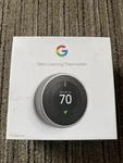 Google Nest Learning Thermostat 3RD Gen Stainless Steel Smart Wi-fi Open. Price: $125.00.