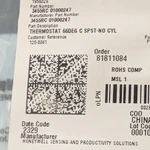 New, Honeywell, 3455RC 01000247, Thermostat 66DEG Spst-no Cyl. Price: $21.00.