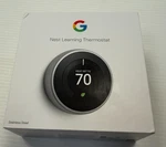 Google Nest Learning Thermostat, 3RD Generation, Stainless Steel A0013 Used #1. Price: $79.95.