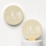 Mooas Wood Moon Digital Led Cordless Wall Clock New. Price: $104.99.