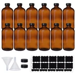 Hwashin 12 Pack 16 Oz Amber Boston Round Glass Bottles With Black Caps New. Price: $40.90.