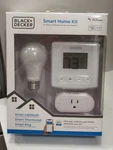 Black + Decker Smart Home Kit Lightbulb Thermostat Plug Open. Price: $39.99.