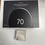 Google Nest Learning Thermostat 4TH Polished Obsidian + 2ND Gen. Temp Sensor New. Price: $215.00.