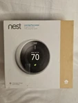 Google Nest 3RD Gen Smart Learning Thermostat - Stainless Steel Open Box. Price: $110.00.