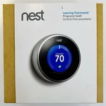 Nest T200577 Learning Thermostat (2ND Generation) Stainless Steel Open Box. Price: $49.95.