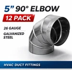 5" 90 Elbow Crown 26 Round Hvac Duct Fitting Galvanized Steel (12 Pack) New. Price: $79.99.