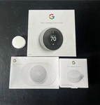 Google Nest Learning Thermostat (3RD Gen) White W/temperature Sensors & Trim Kit Open. Price: $160.00.