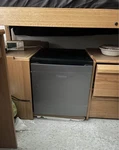 Hisense Black Compact Mini Fridge Single Door W/ Freezer, Adj Thermostat Used. Price: $75.00.